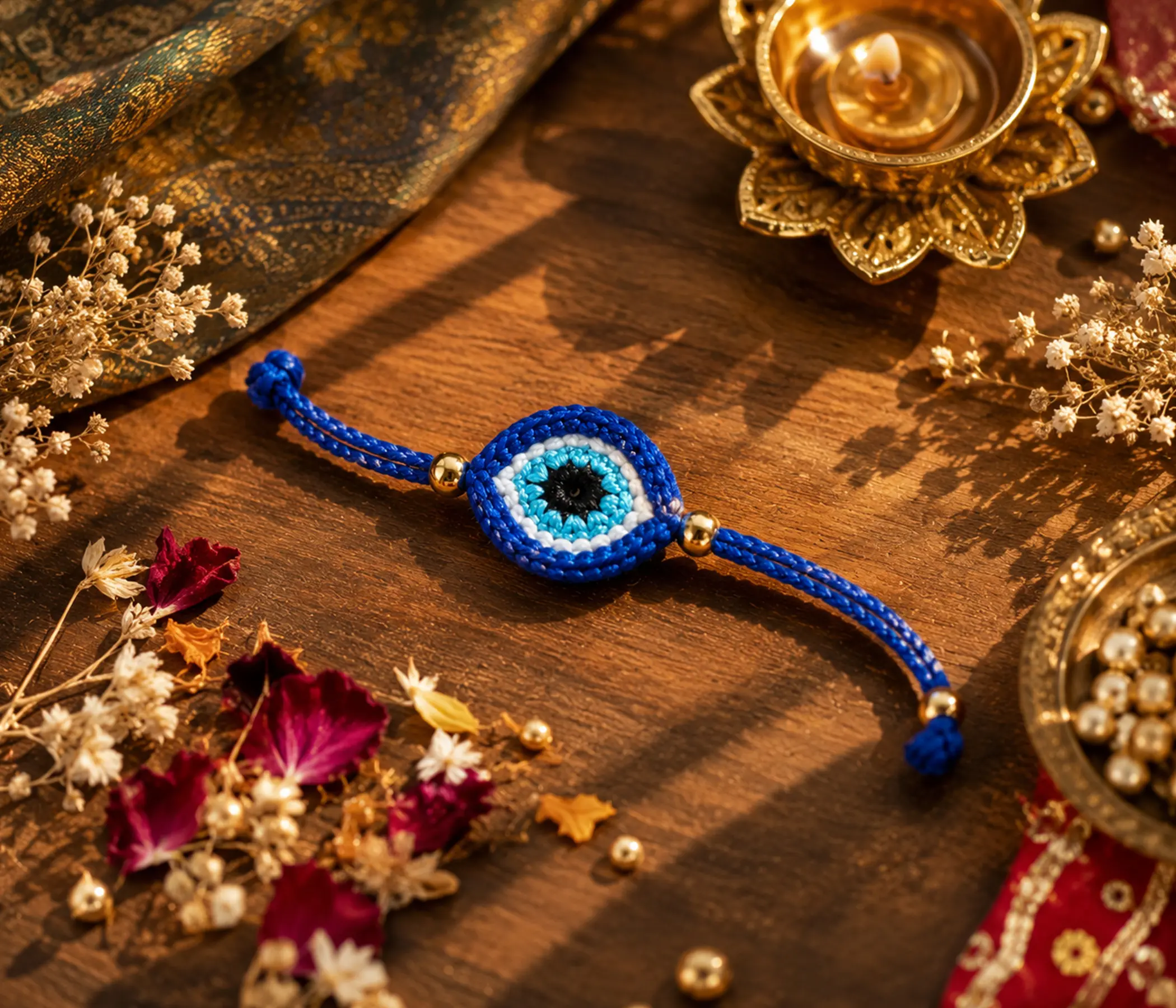 Evil Eye Handcrafted Crochet Rakhi - Unique Handmade Rakhadi for Raksha Bandhan